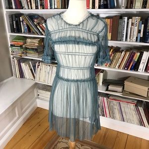 Topshop Sheer Dress Slate Blue